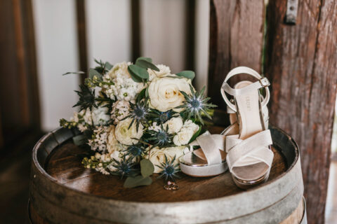 A&C(26) amy and charlotte bouquet and shoes at their lgbtq+ wedding